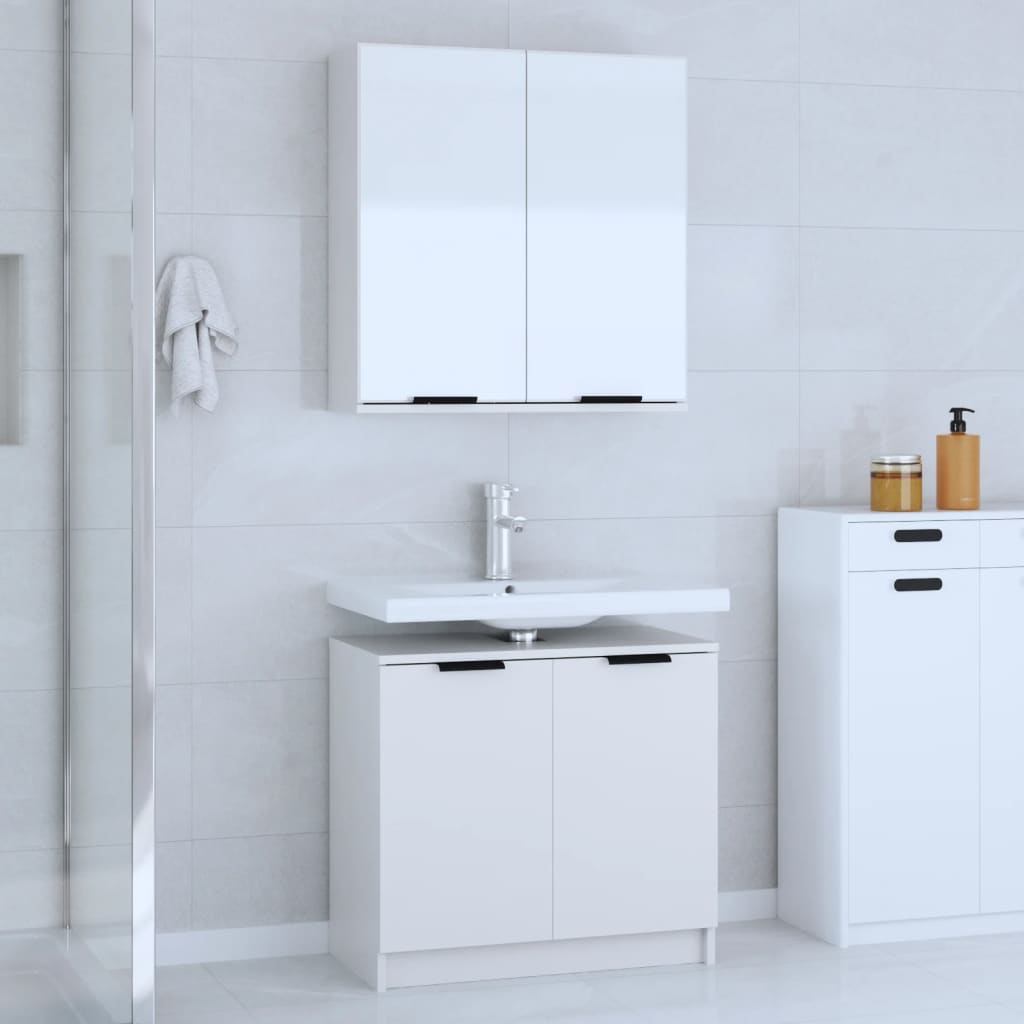vidaXL 2 Piece Bathroom Cabinet Set White Engineered Wood