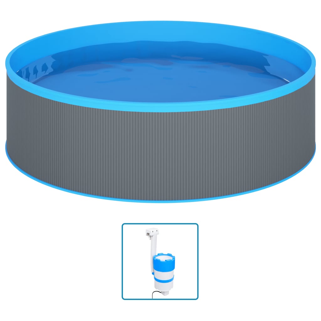 vidaXL Splasher Pool with Hanging Skimmer and Pump 350x90 cm Grey ...