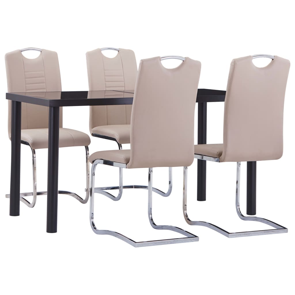vidaXL 5 Piece Dining Set Faux Leather Cappuccino