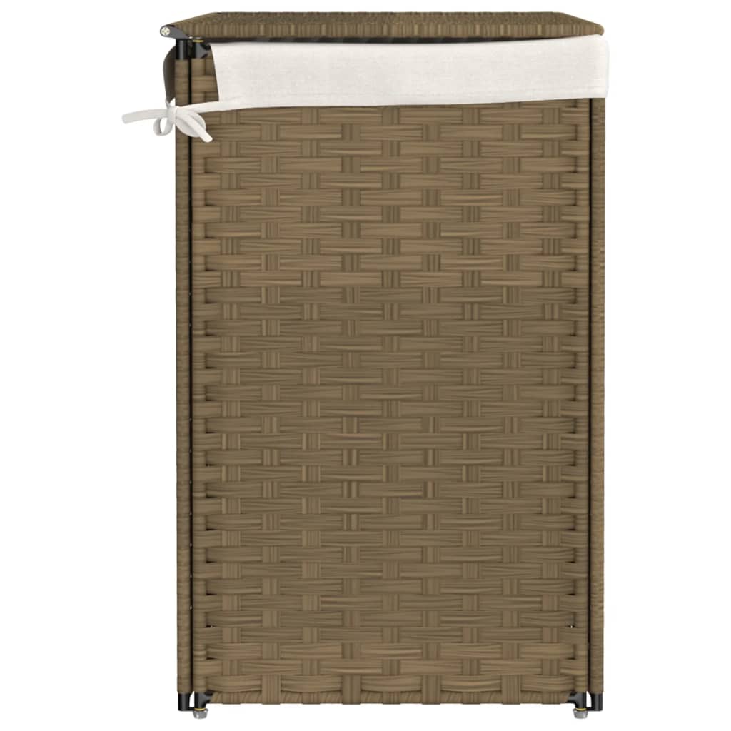 vidaXL Laundry Basket with 2 Sections 53x35x57 cm Poly Rattan