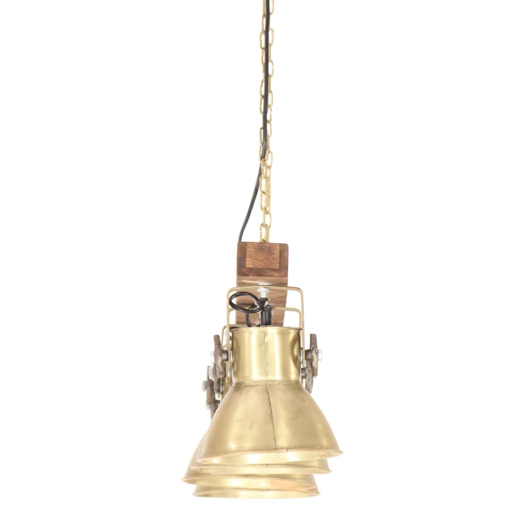 vidaXL Industrial Ceiling Lamp Brass E27 Mango Wood