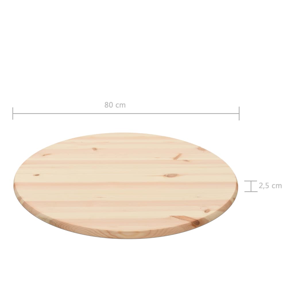 vidaXL Table Top Natural Pinewood Round 25 mm 80 cm