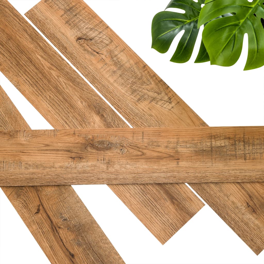 WallArt Wood Look Planks Reclaimed Oak Rusty Brown