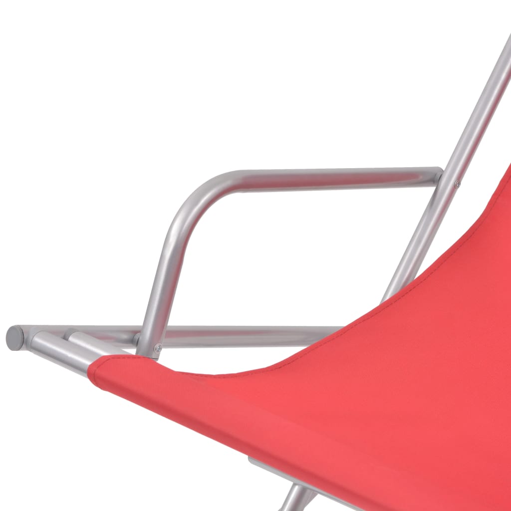 vidaXL Reclining Deck Chairs 2 pcs Steel Red