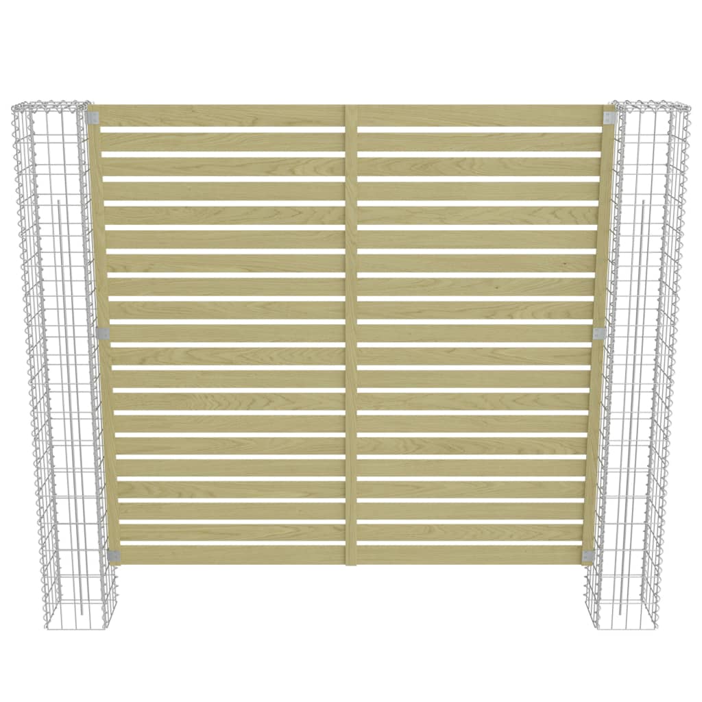 vidaXL Garden Fence Panel with Gabion Posts Pinewood 180x180 cm