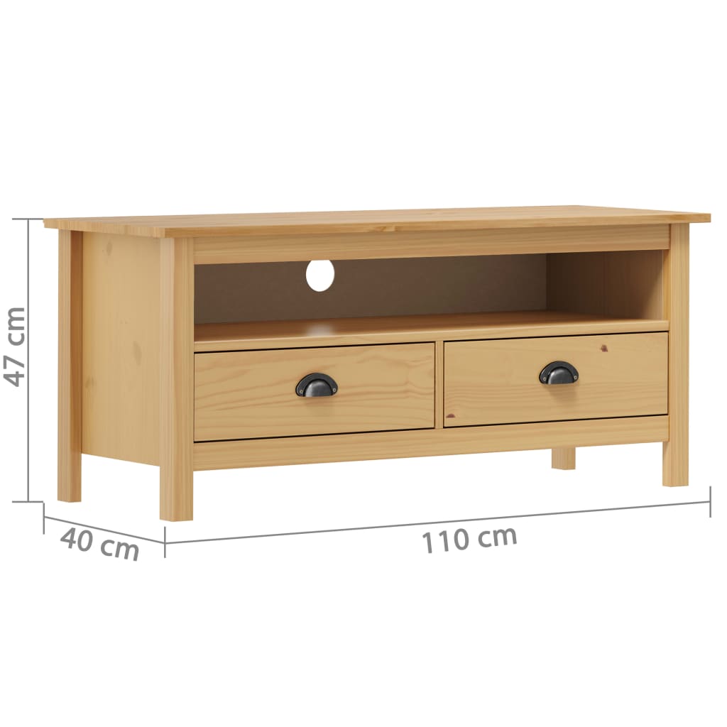 vidaXL TV Cabinet Hill Honey Brown 110x40x47 cm Solid Pine Wood