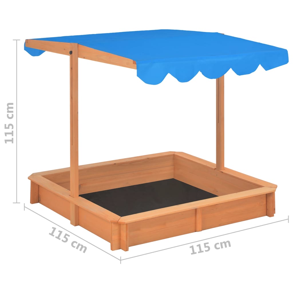 vidaXL Sandbox with Adjustable Roof Firwood 115x115x115 cm