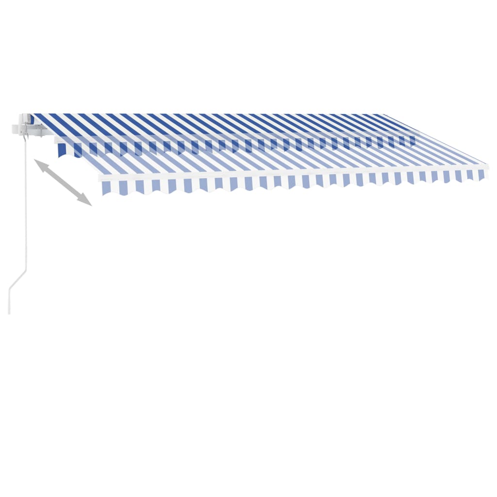 vidaXL Freestanding Manual Retractable Awning 400x350 cm Blue/White