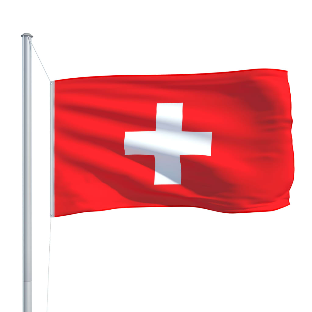 vidaXL Switzerland Flag and Pole Aluminium 6.2 m