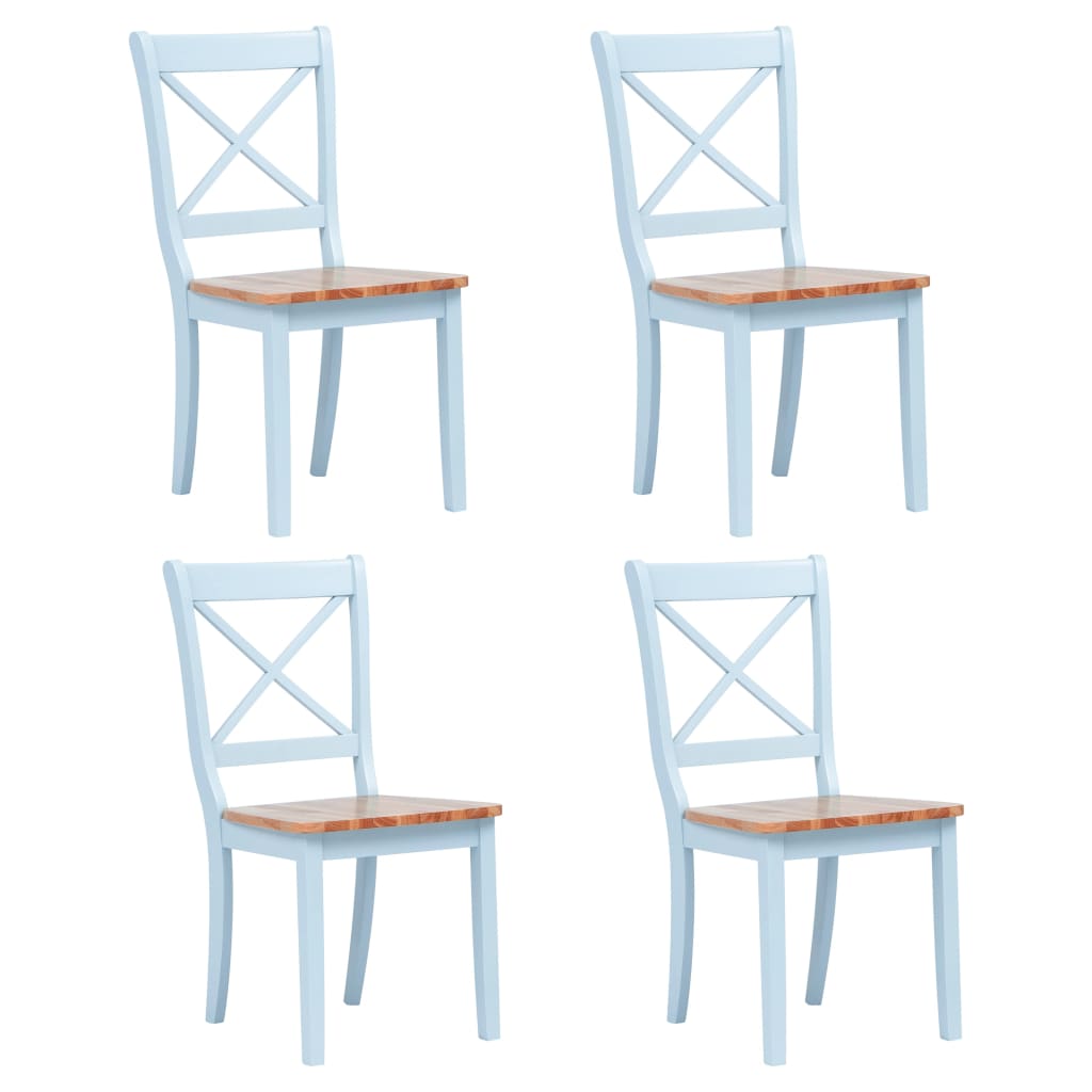 vidaXL Dining Chairs 4 pcs Grey and Light Wood Solid Rubber Wood