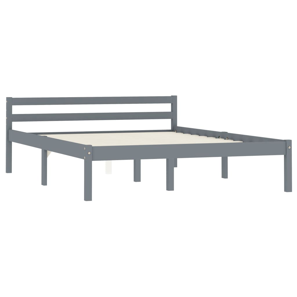 vidaXL Bed Frame Grey Solid Pine Wood 140x200 cm