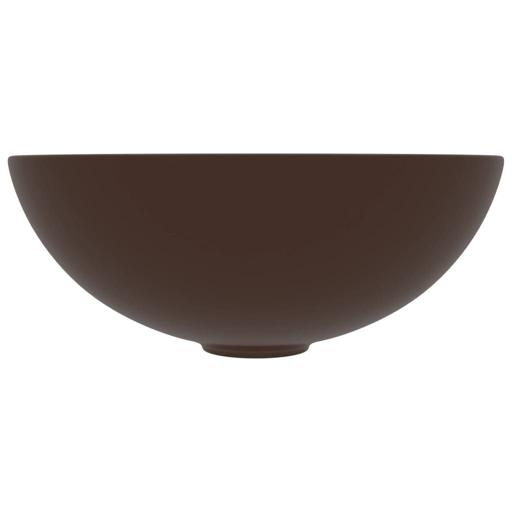 vidaXL Bathroom Sink Ceramic Dark Brown Round