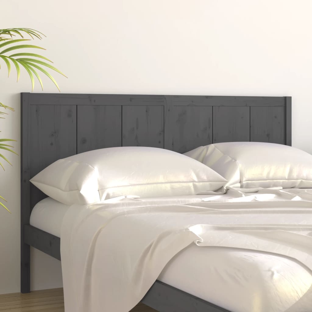 vidaXL Bed Headboard Grey 205.5x4x100 cm Solid Pine Wood