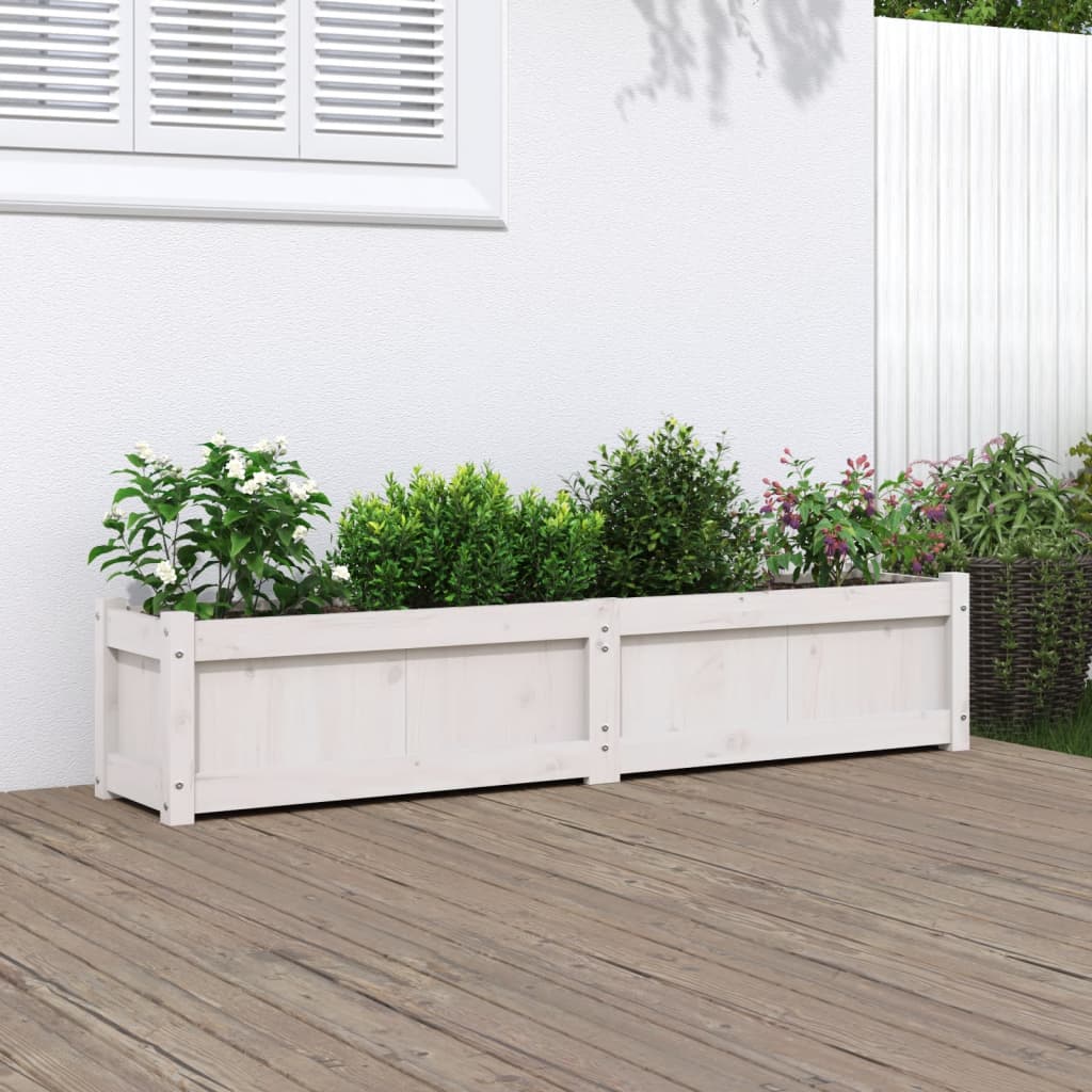 vidaXL Garden Planter White 150x31x31 cm Solid Wood Pine