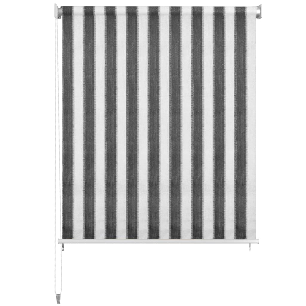 vidaXL Outdoor Roller Blind 200x140 cm Anthracite and White Stripe