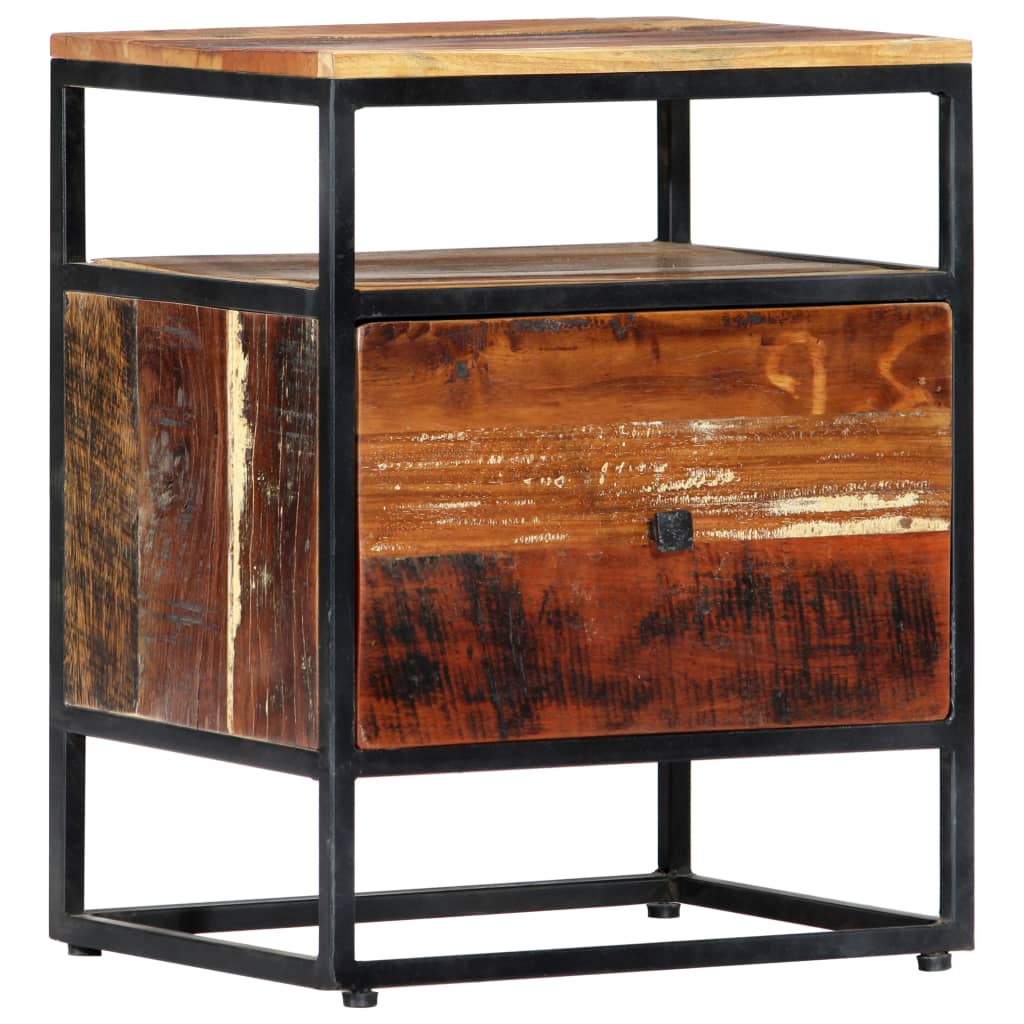 vidaXL Bedside Cabinet 40x30x50 cm Solid Reclaimed Wood and Steel