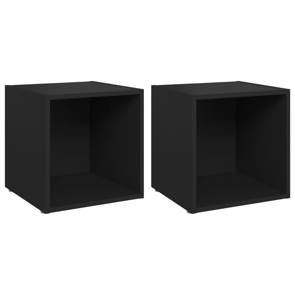 vidaXL TV Cabinets 2 pcs Black 37x35x37 cm Engineered Wood