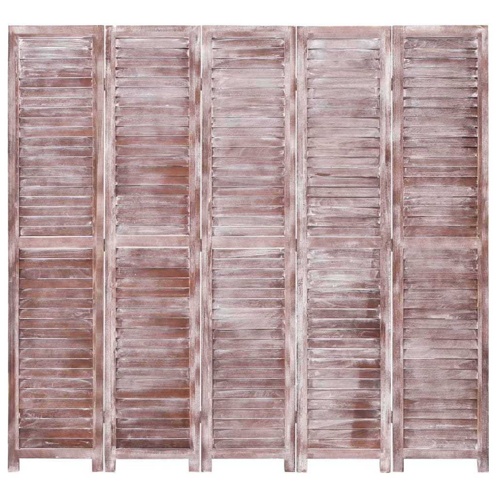 vidaXL 5-Panel Room Divider Brown 175x165 cm Wood