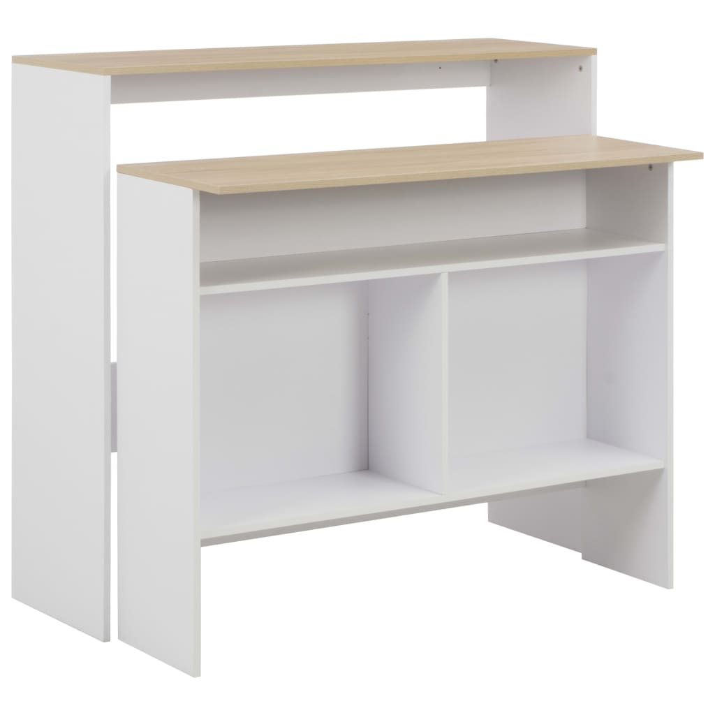 vidaXL Bar Table with 2 Table Tops White and Oak 130x40x120 cm