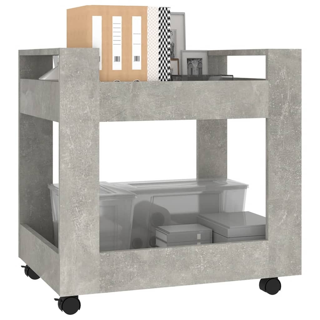 vidaXL Desk Trolley Concrete Grey 60x45x60 cm Engineered Wood