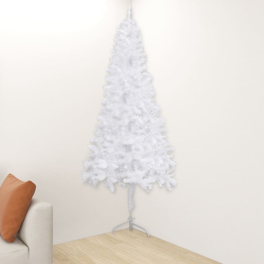 vidaXL Corner Artificial Pre-lit Christmas Tree White 120 cm PVC