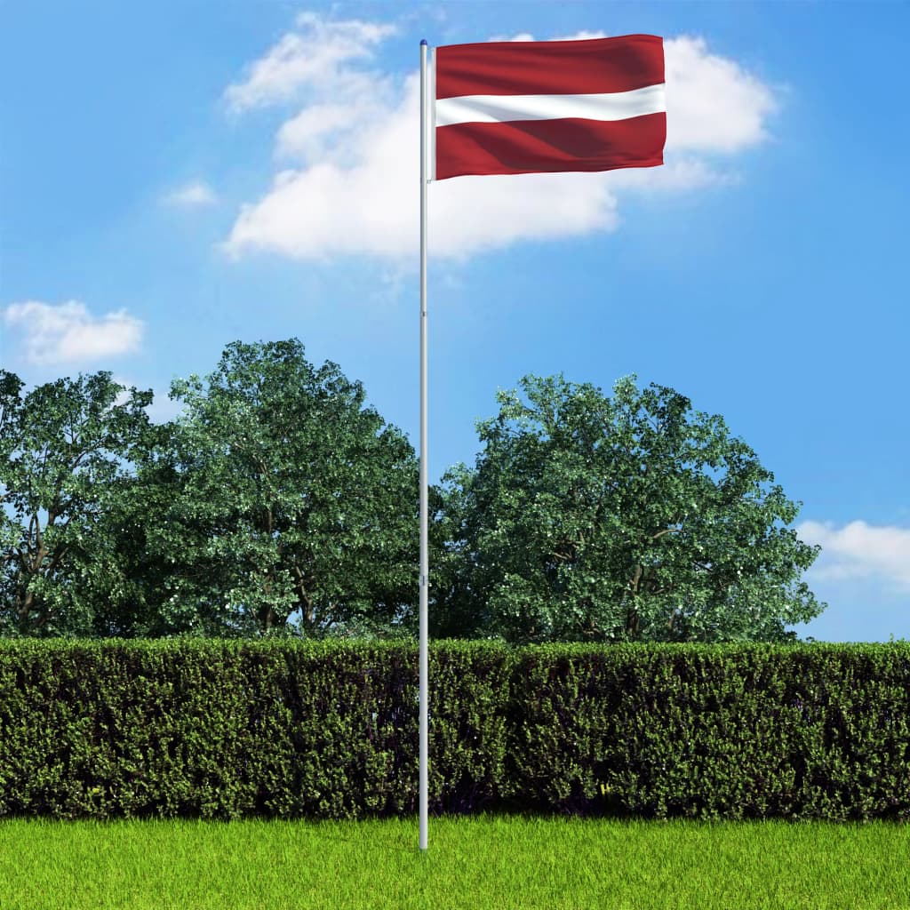 vidaXL Latvia Flag and Pole Aluminium 6 m