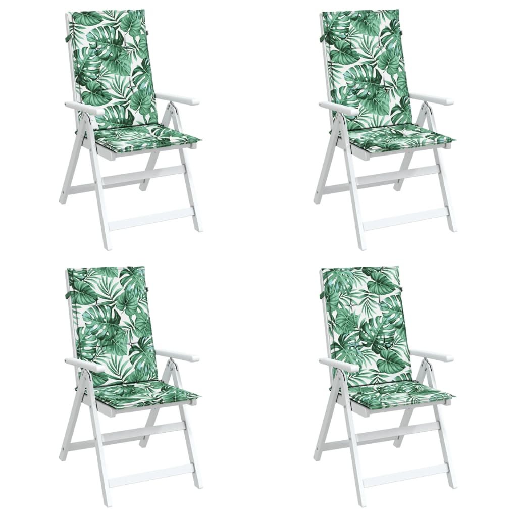 vidaXL Highback Chair Cushions 4 pcs Leaf Pattern Fabric