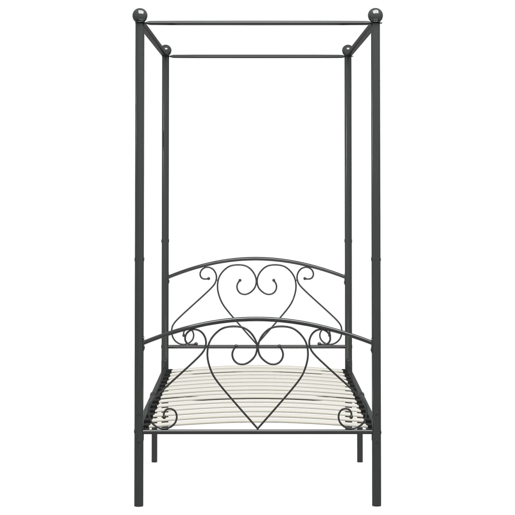 vidaXL Canopy Bed Frame Grey Metal 120x200 cm