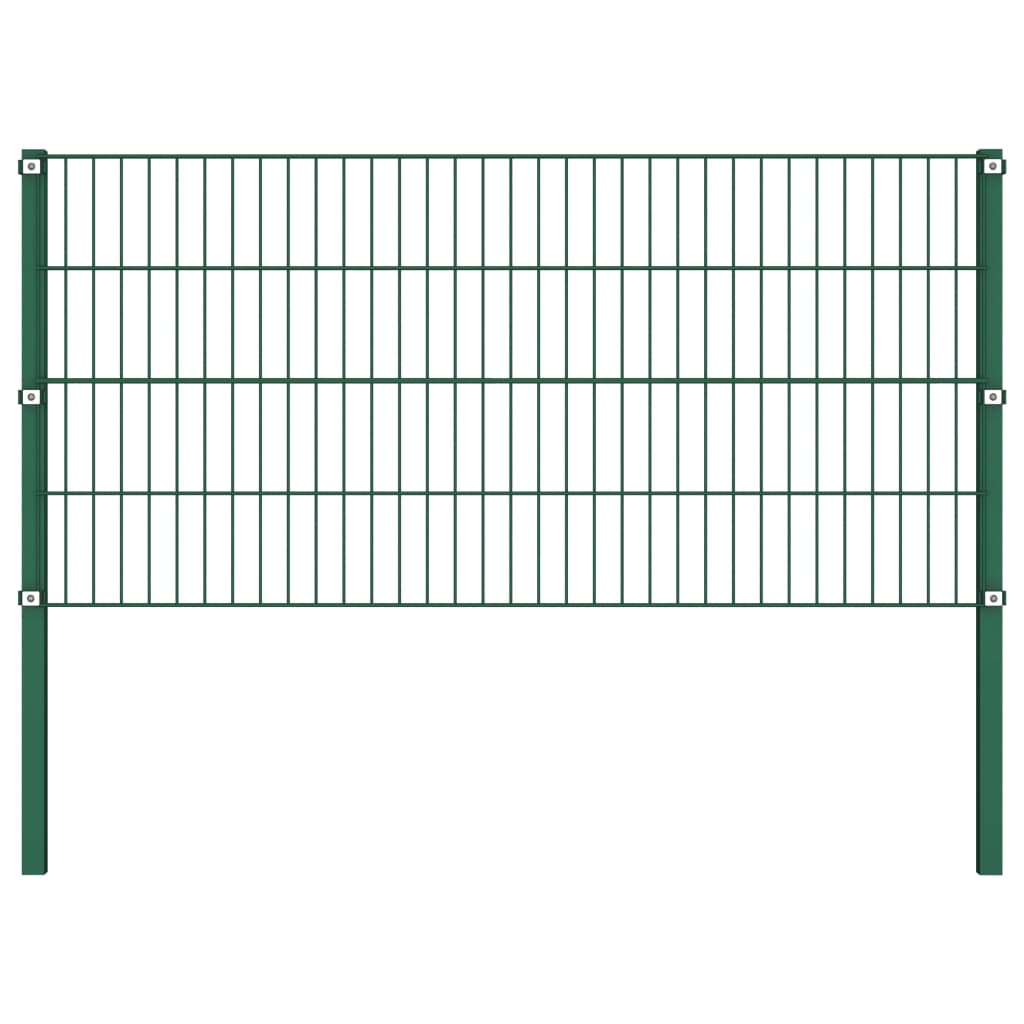 vidaXL Fence Panel with Posts Iron 17x0.8 m Green
