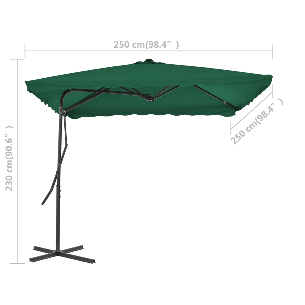 vidaXL Outdoor Parasol with Steel Pole 250x250 cm Green