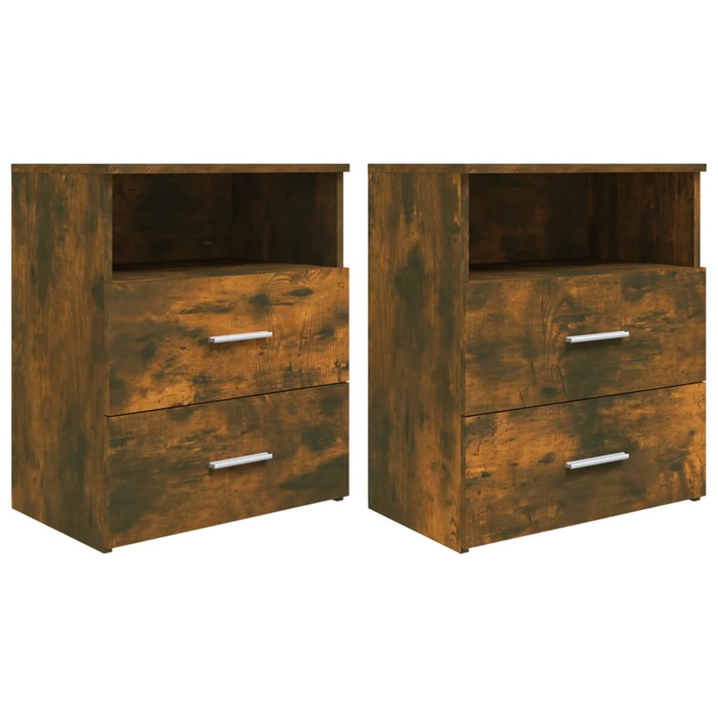 vidaXL Bed Cabinets 2 pcs Smoked Oak 50x32x60 cm