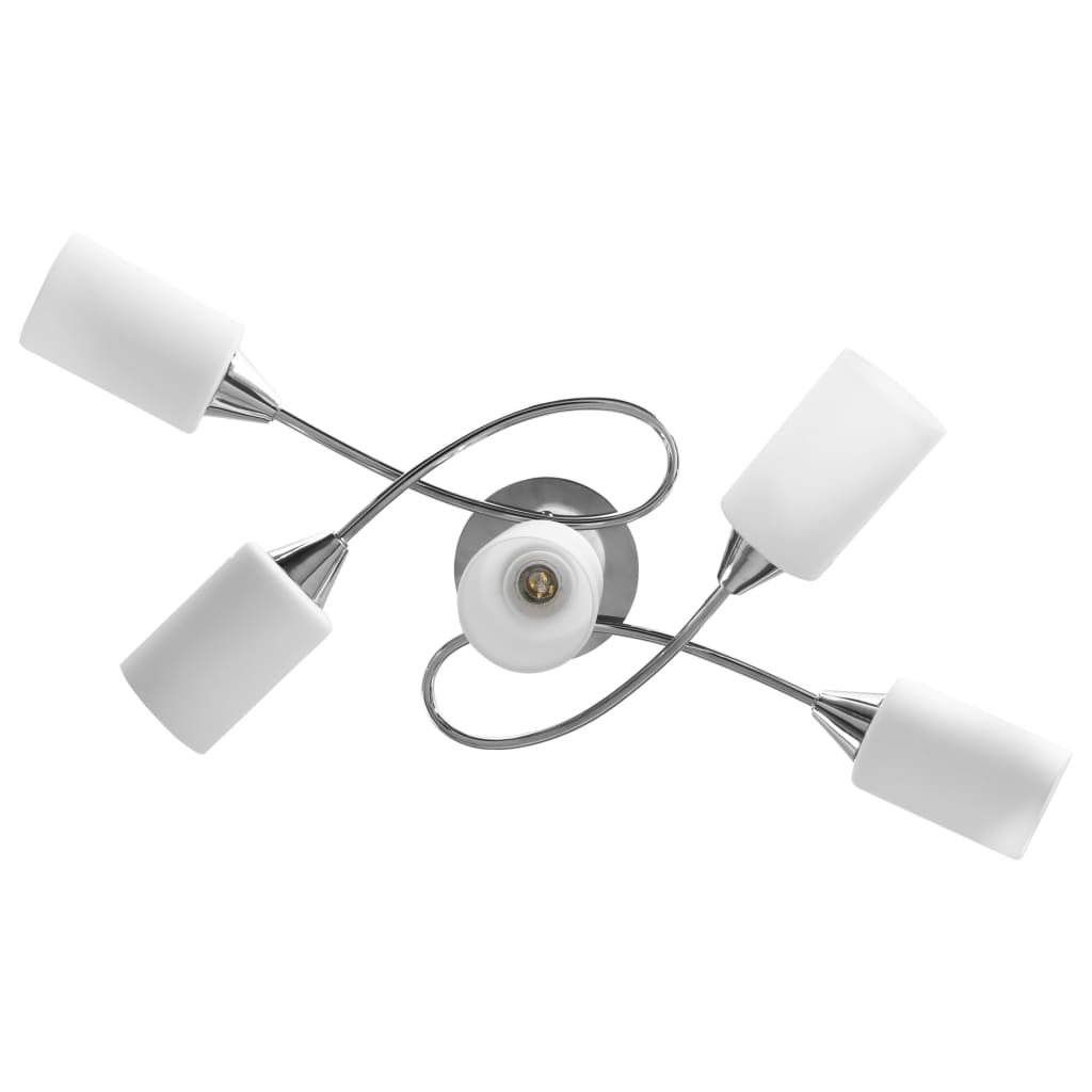vidaXL Ceiling Lamp with Ceramic Shades for 5 E14 Bulbs White Cone
