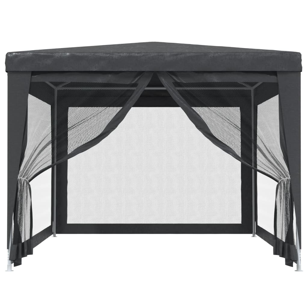 vidaXL Party Tent with 4 Mesh Sidewalls Anthracite 3x4 m HDPE