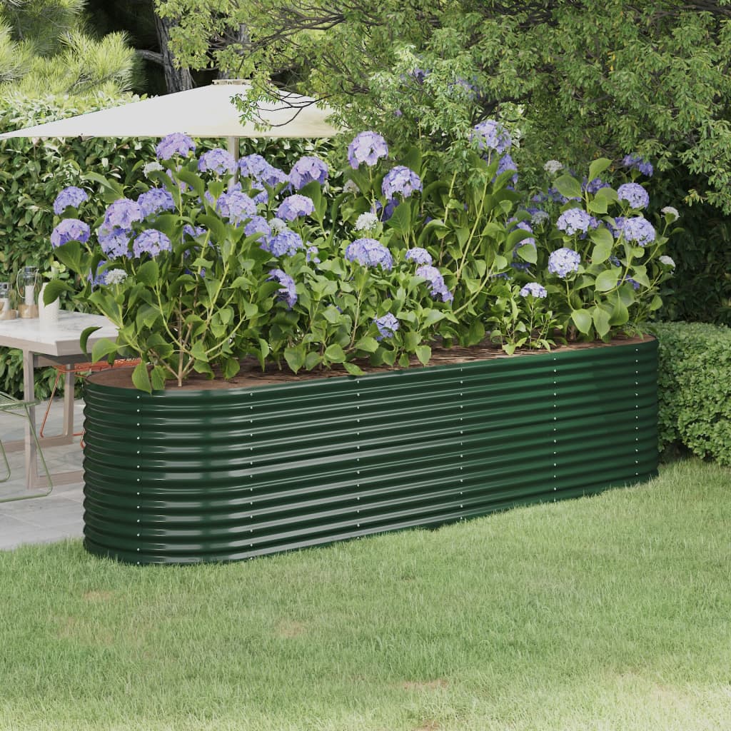 vidaXL Garden Raised Bed Powder-coated Steel 296x80x68 cm Green
