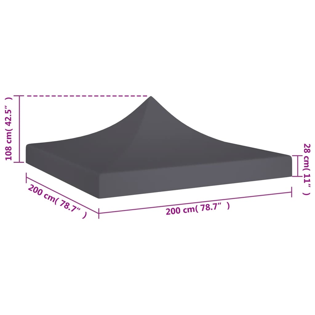 vidaXL Party Tent Roof 2x2 m Anthracite 270 g/m²