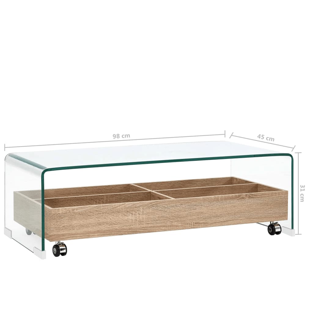 vidaXL Coffee Table Clear 98x45x31 cm Tempered Glass