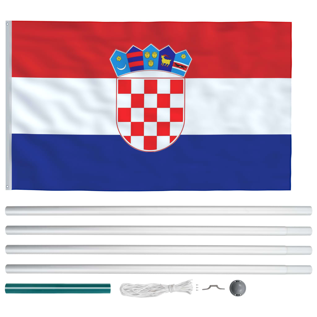 vidaXL Croatia Flag and Pole Aluminium 6.2 m