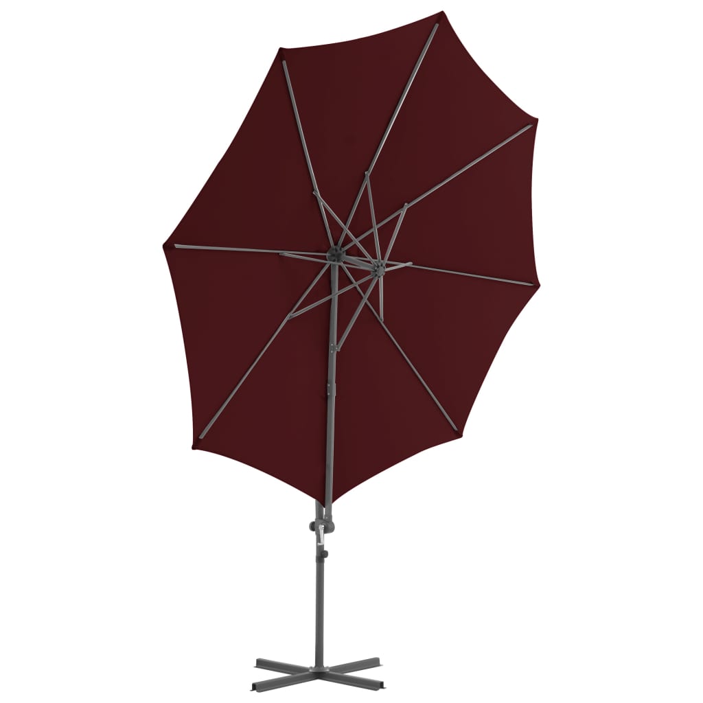 vidaXL Cantilever Umbrella with Steel Pole Bordeaux Red 300 cm