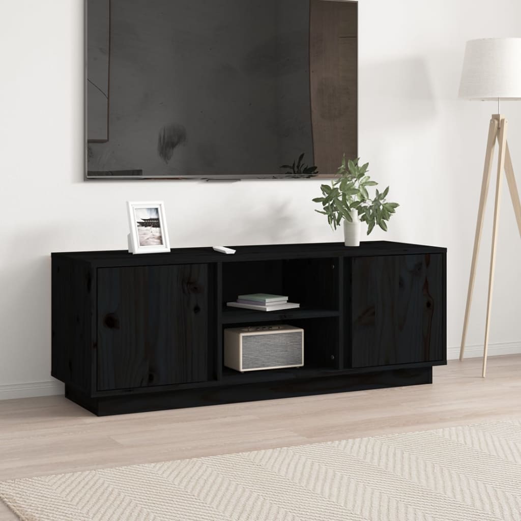 vidaXL TV Cabinet Black 110x35x40.5 cm Solid Wood Pine