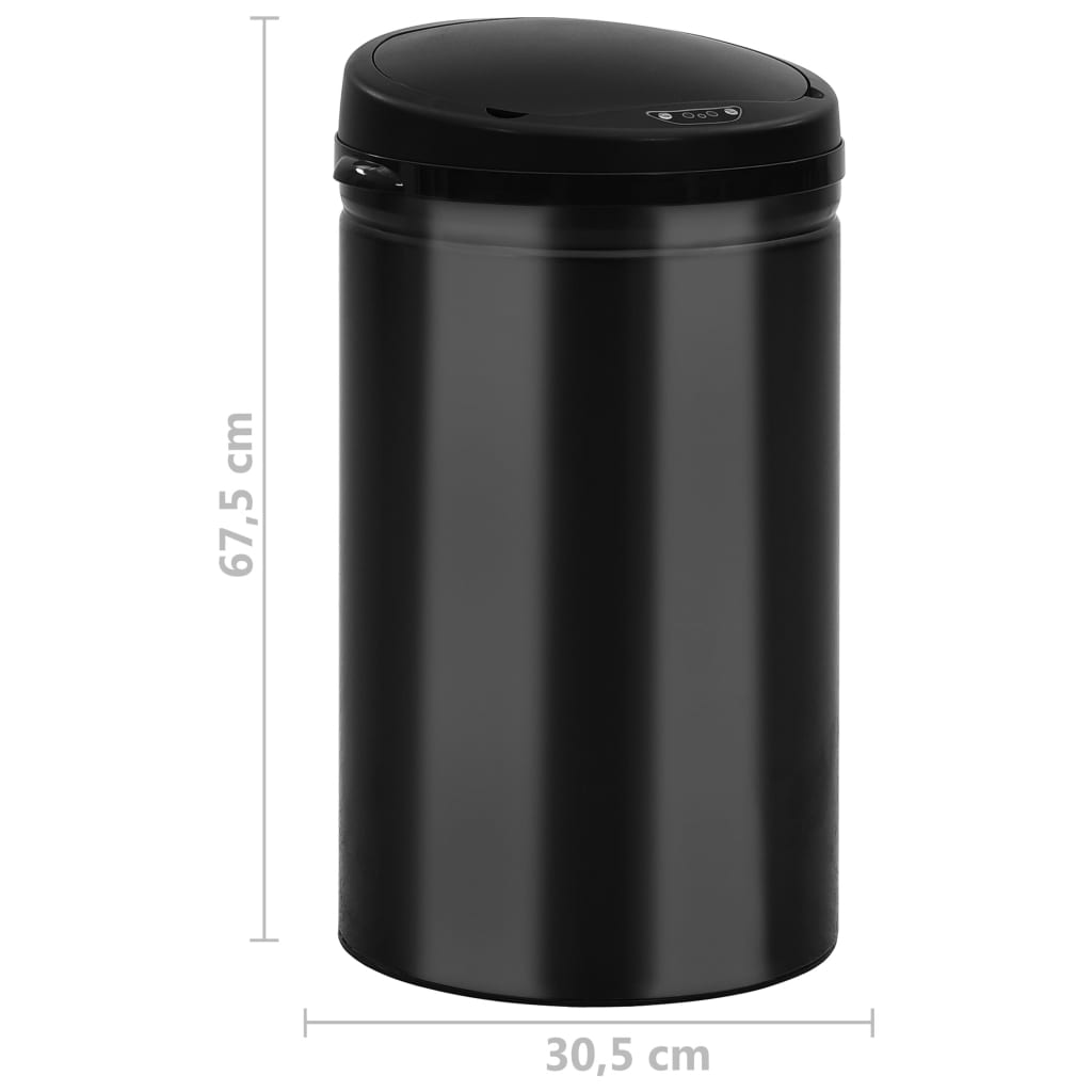 vidaXL Automatic Sensor Dustbin 40 L Carbon Steel Black