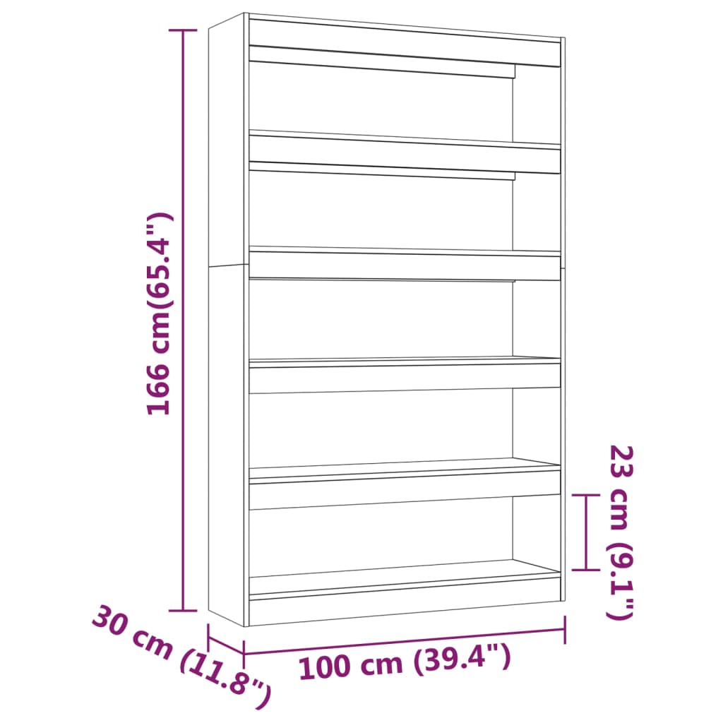 vidaXL Book Cabinet/Room Divider Sonoma Oak 100x30x166 cm