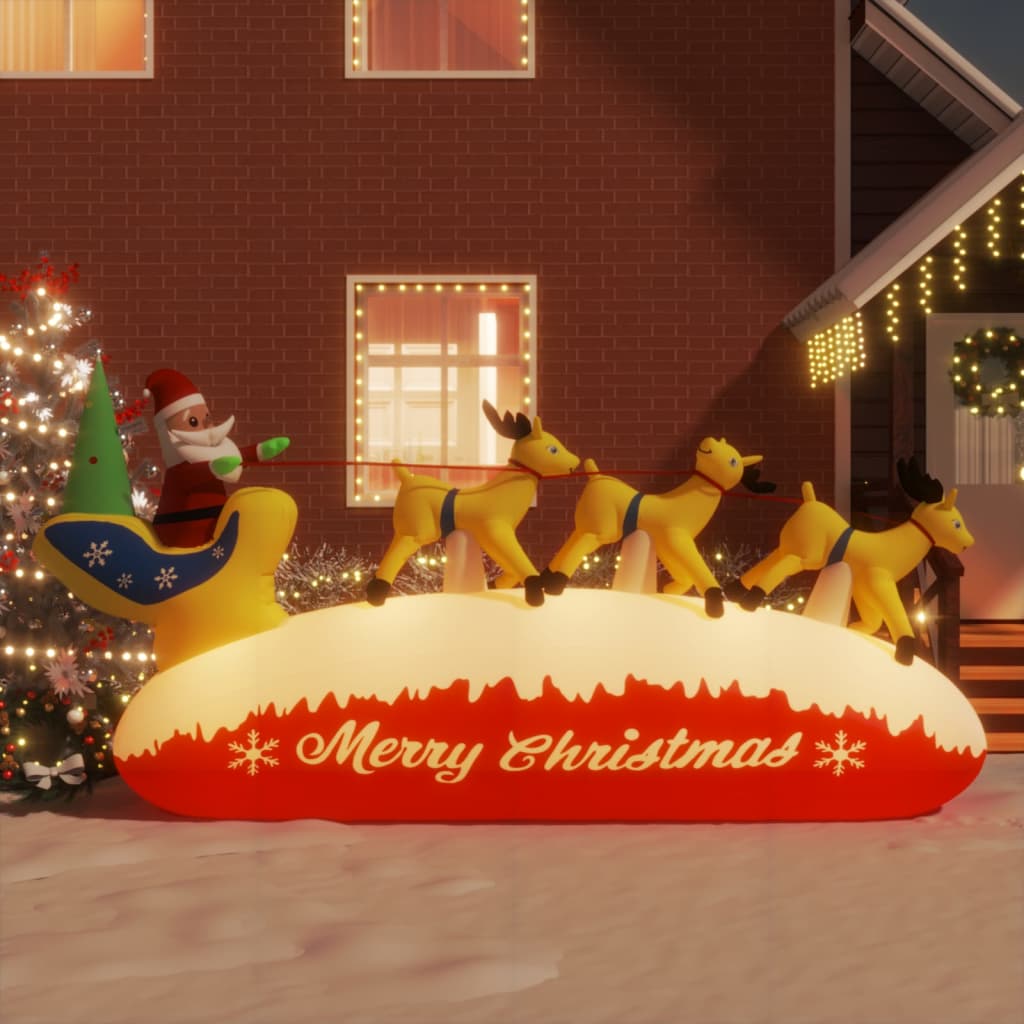vidaXL Christmas Inflatable Santa and Reindeer Decoration LED 145 cm