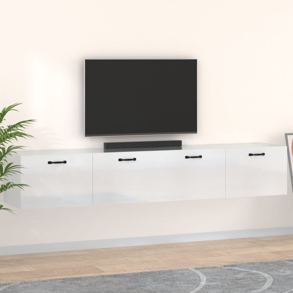 vidaXL Wall Cabinets 2 pcs High Gloss White 100x36.5x35 cm Engineered Wood