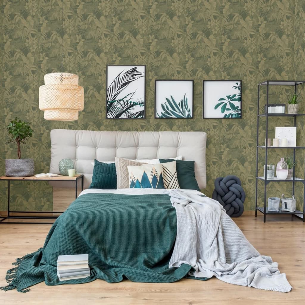 DUTCH WALLCOVERINGS Wallpaper Joelle Green and Gold