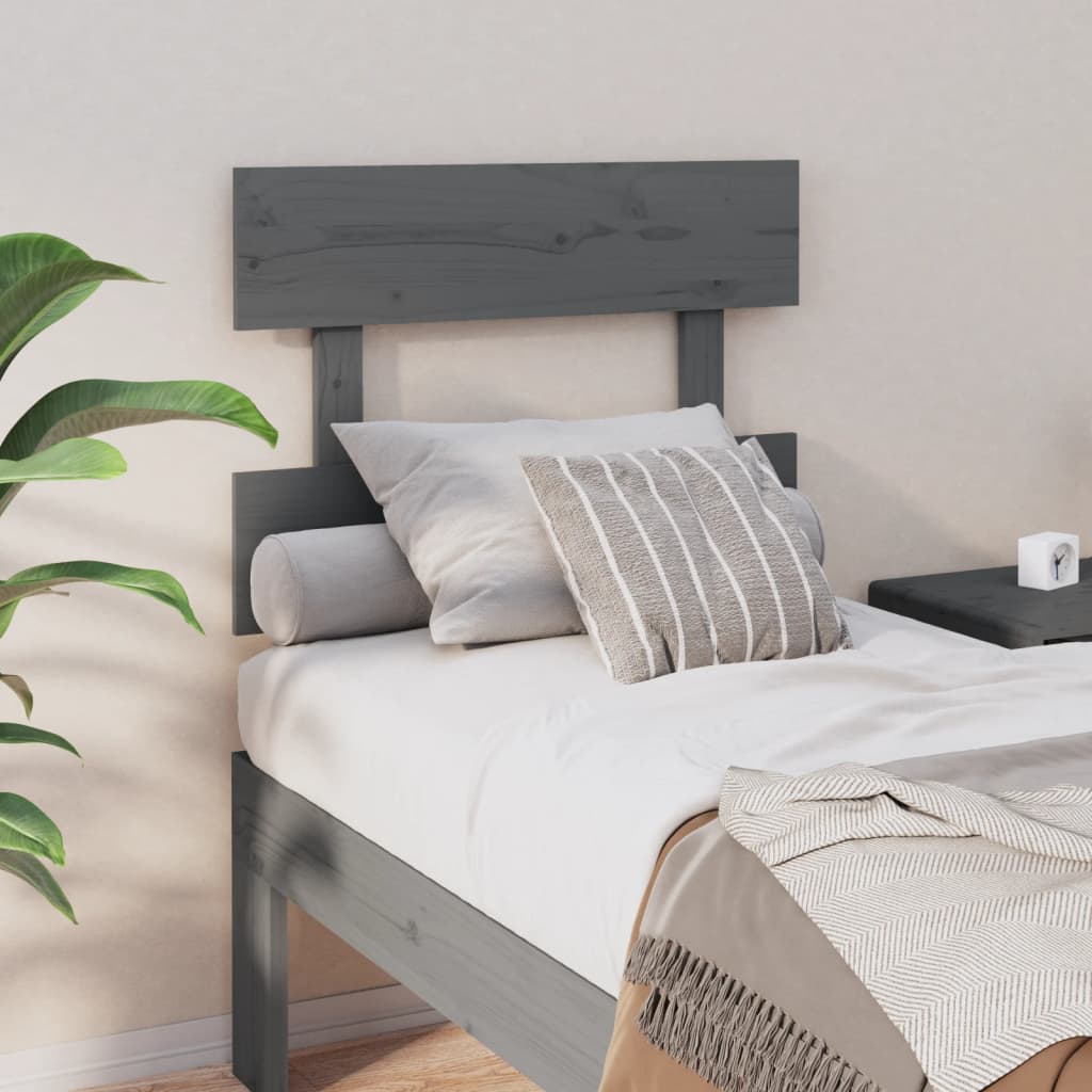 vidaXL Bed Headboard Grey 93.5x3x81 cm Solid Wood Pine