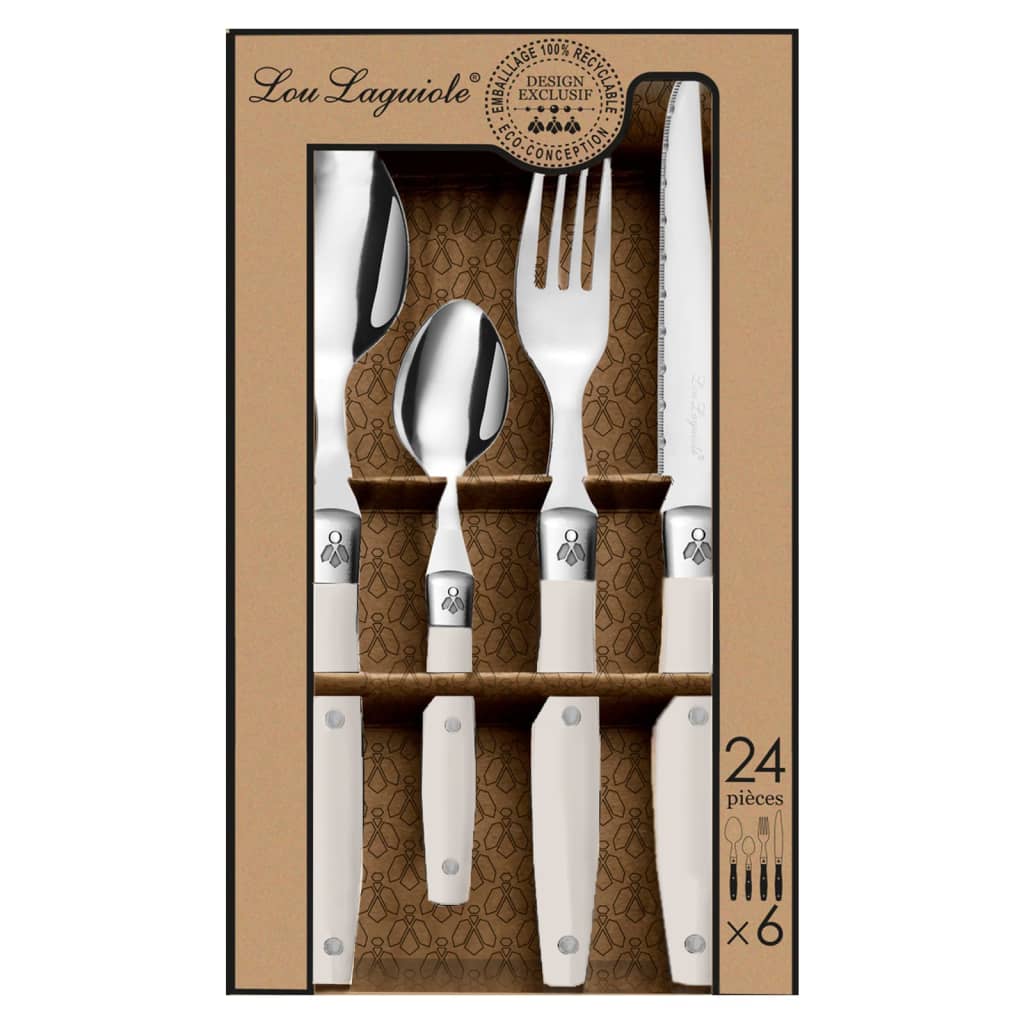 Lou Laguiole 24-Piece Cutlery Set Comptoir Cream