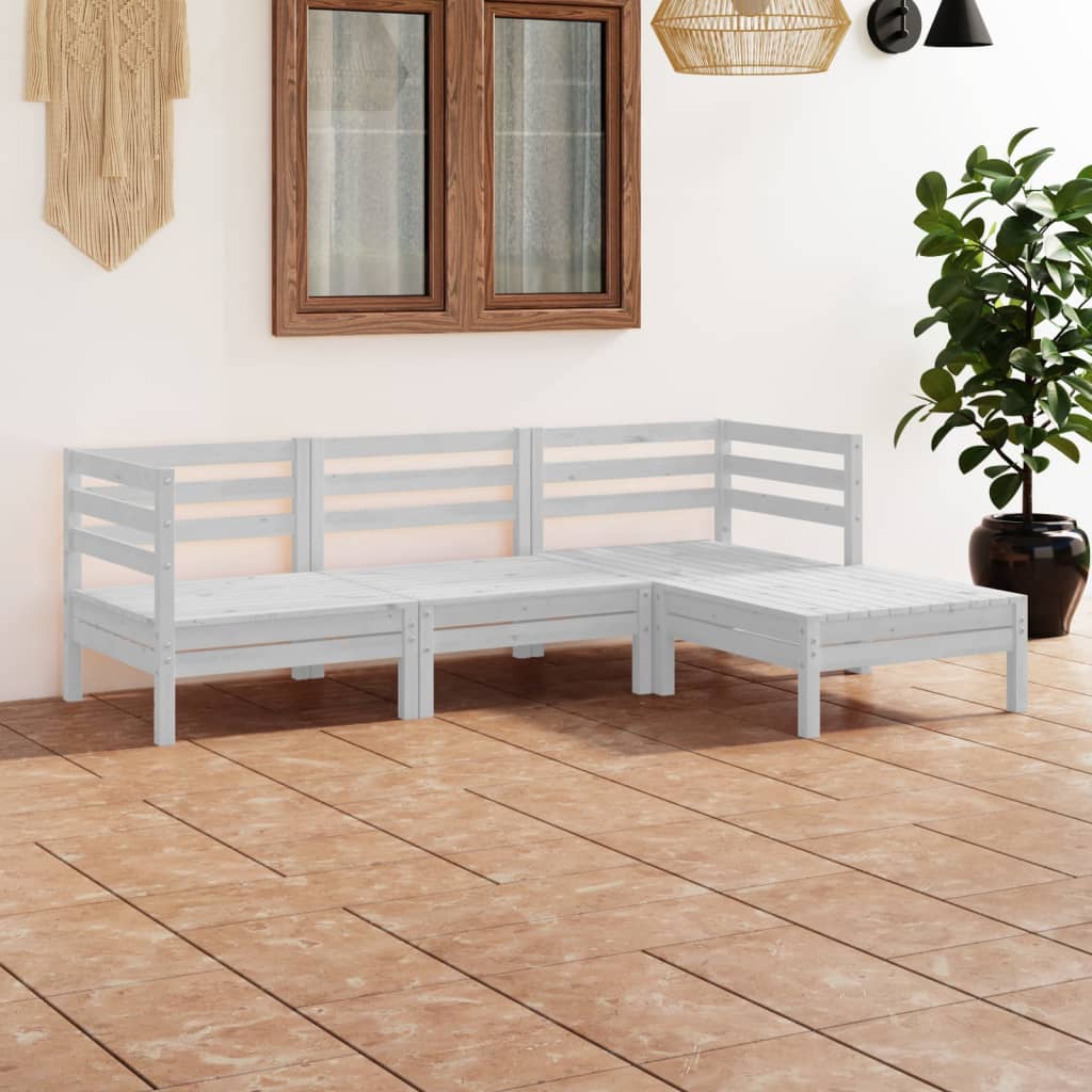 vidaXL 4 Piece Garden Lounge Set Solid Pinewood White