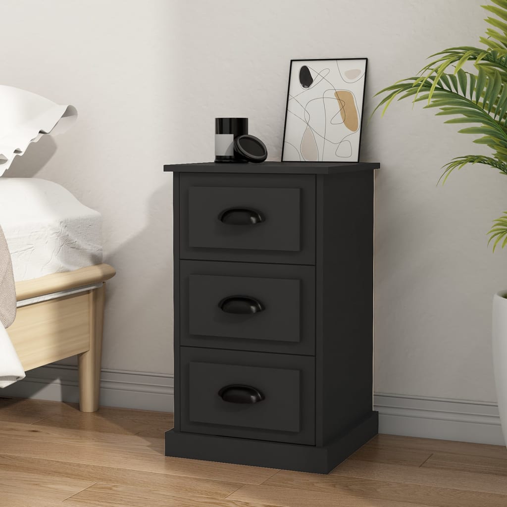 vidaXL Bedside Cabinet Black 39x39x67 cm Engineered Wood