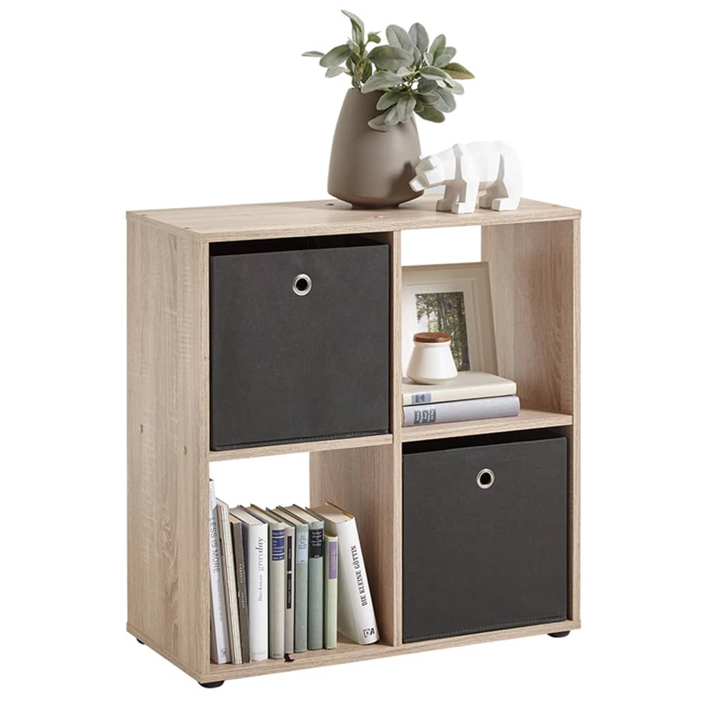 FMD Standing Shelf with 4 Compartments Oak Tree