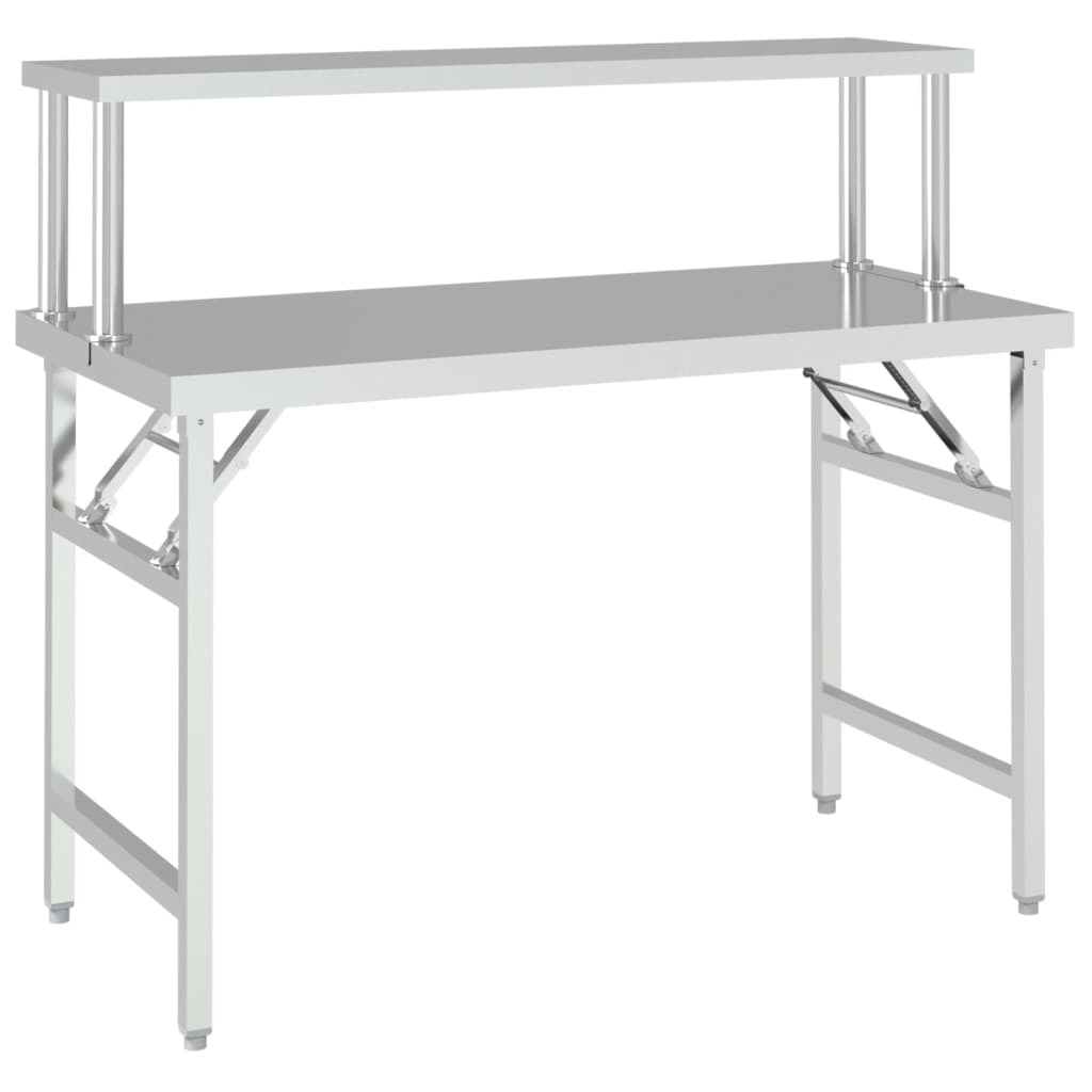 vidaXL Kitchen Work Table with Overshelf 120x60x115 cm Stainless Steel
